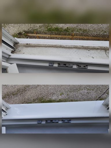 Vorher-Nachher-Reinigung einer Fensterbank in Eglfing.