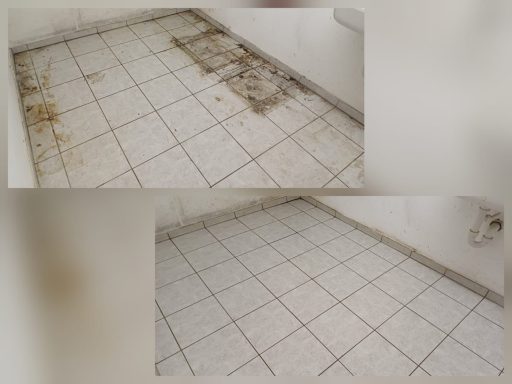 Vorher-Nachher-Bodenreinigung eines Kellerabteils in Peißenberg.