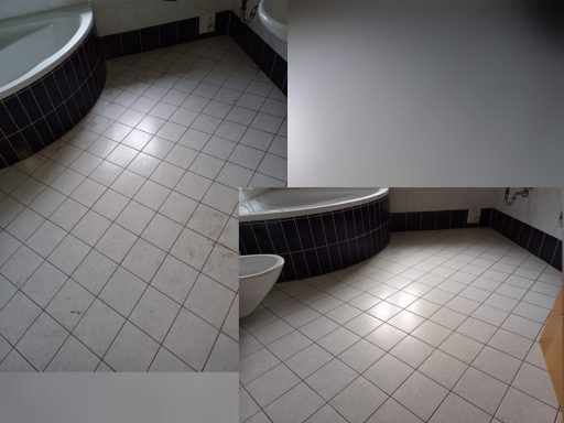 Vorher-Nachher-Reinigung eines Badbodens in Peißenberg.
